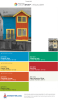 Dark cyan house with orange section and lemon yellow trim
