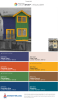 Dark purple house with green section and gold-yellow trim