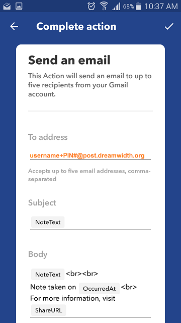 send to your post-by-email address