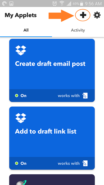 tap + to create a new applet